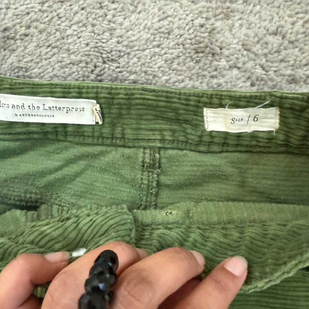 Anthropologie Green Corduroy Button-Front Midi Skirt - Picture 5 of 7